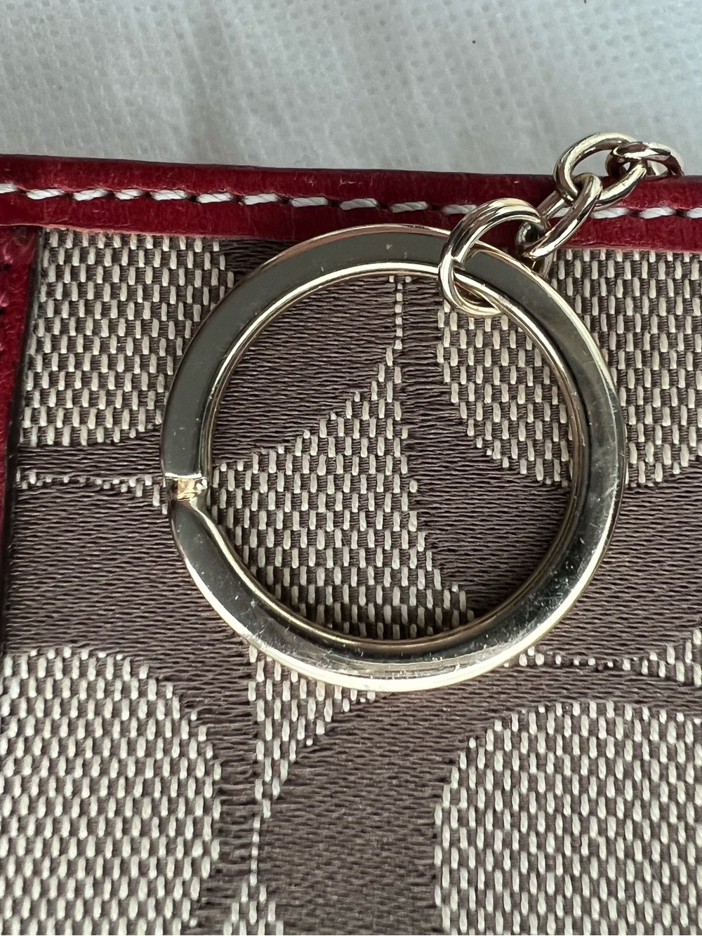 Coach Brown Signature Canvas with Red Leather Trim Key & Card Holder - Picture 9 of 11